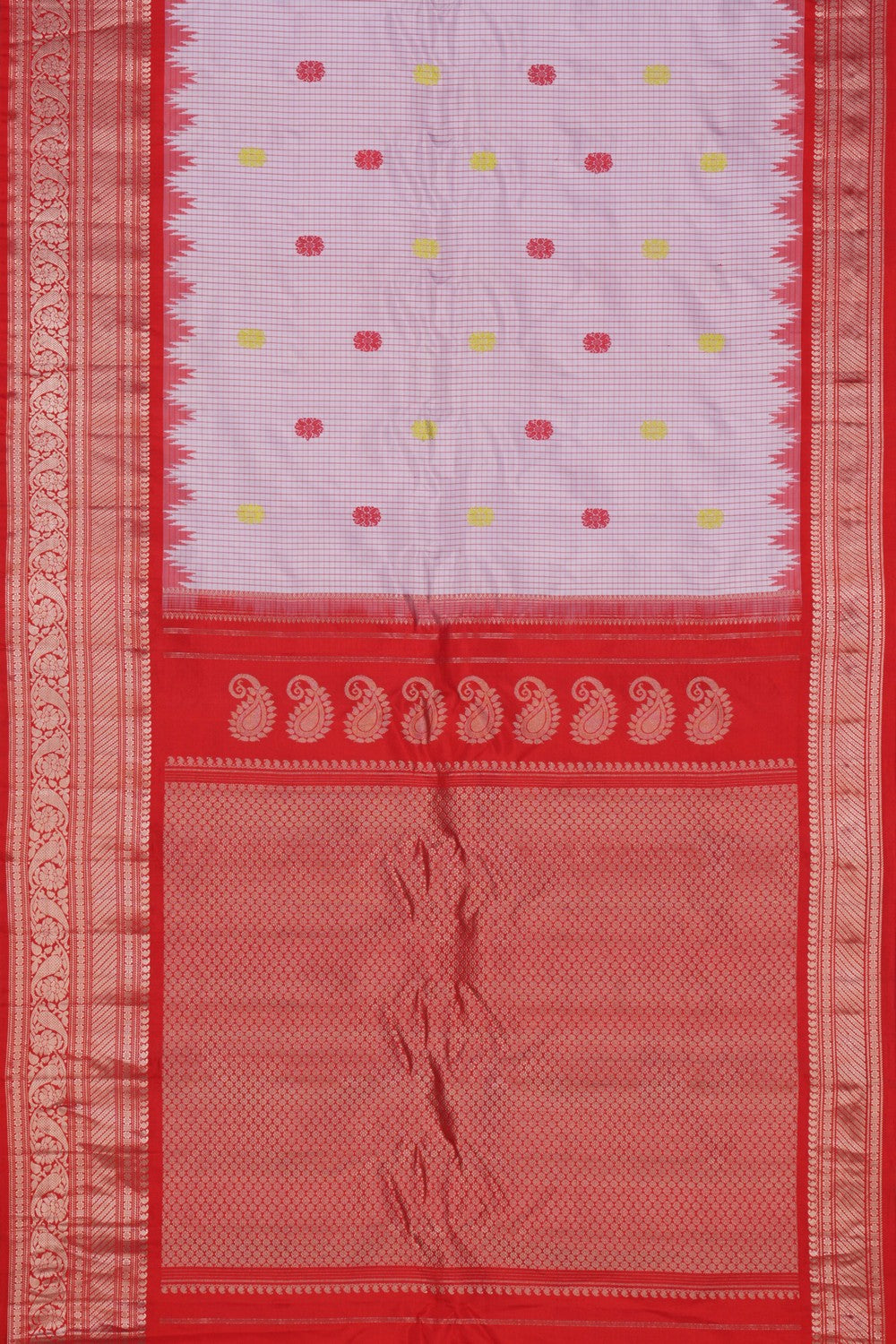 Image of Gadwal Silk Kattam Lavender Purple Saree